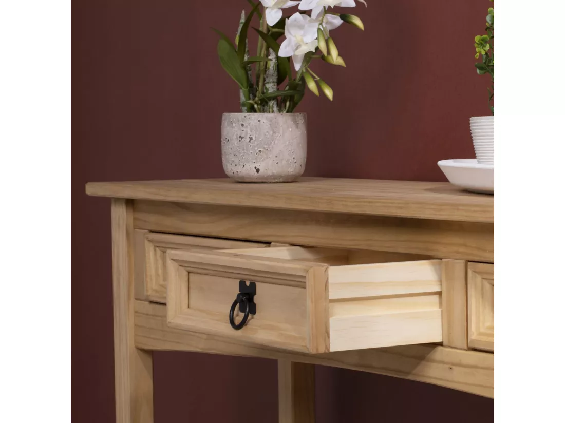 IDIMEX Console Meuble SALSA Table d'appoint en Bois, Meuble de Rangement Entrée ou Salon, avec 3 tiroirs, en pin Massif