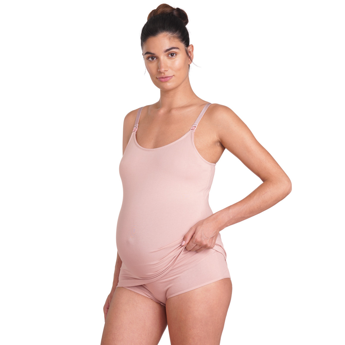 Gina Mama 2 Damen Still-Unterhemden aus Bio-Baumwolle rosa / braun