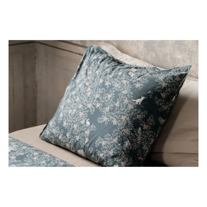garbo&friends Taie d'oreiller Fauna en percale de coton | Bleu