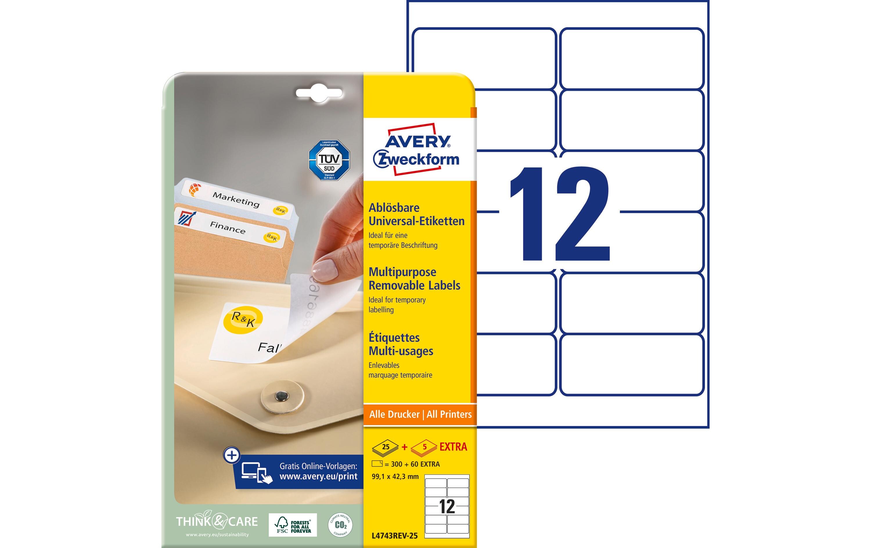 Universal-Etiketten Stick + Lift 99.1 mm, 30 BlattAblösbare Etiketten