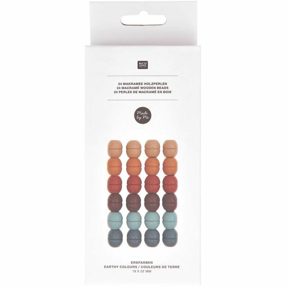24 perles rondes - bois couleur terre - 22 mm