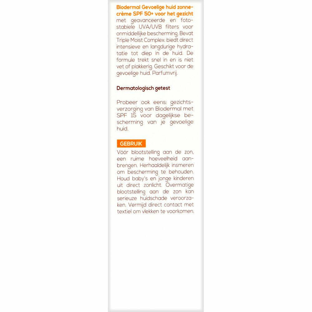 3x Biodermal Gevoelige Huid Zonnecrème Gezicht SPF 50+50 ml