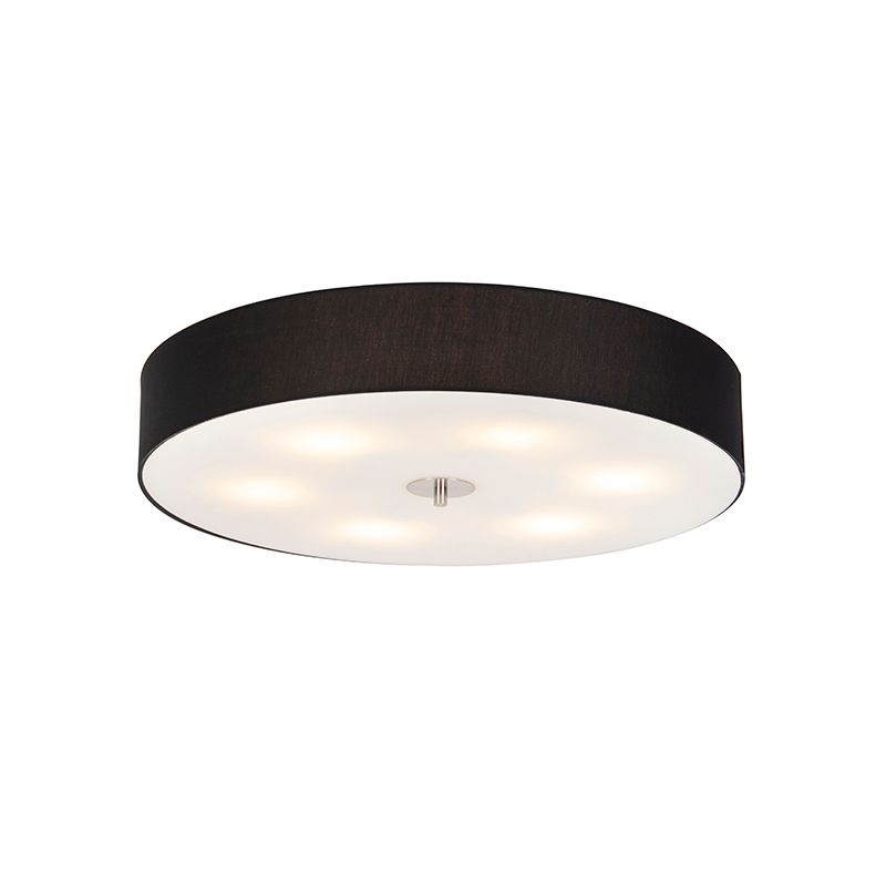 Landelijke plafondlamp zwart 70 cm - Drum