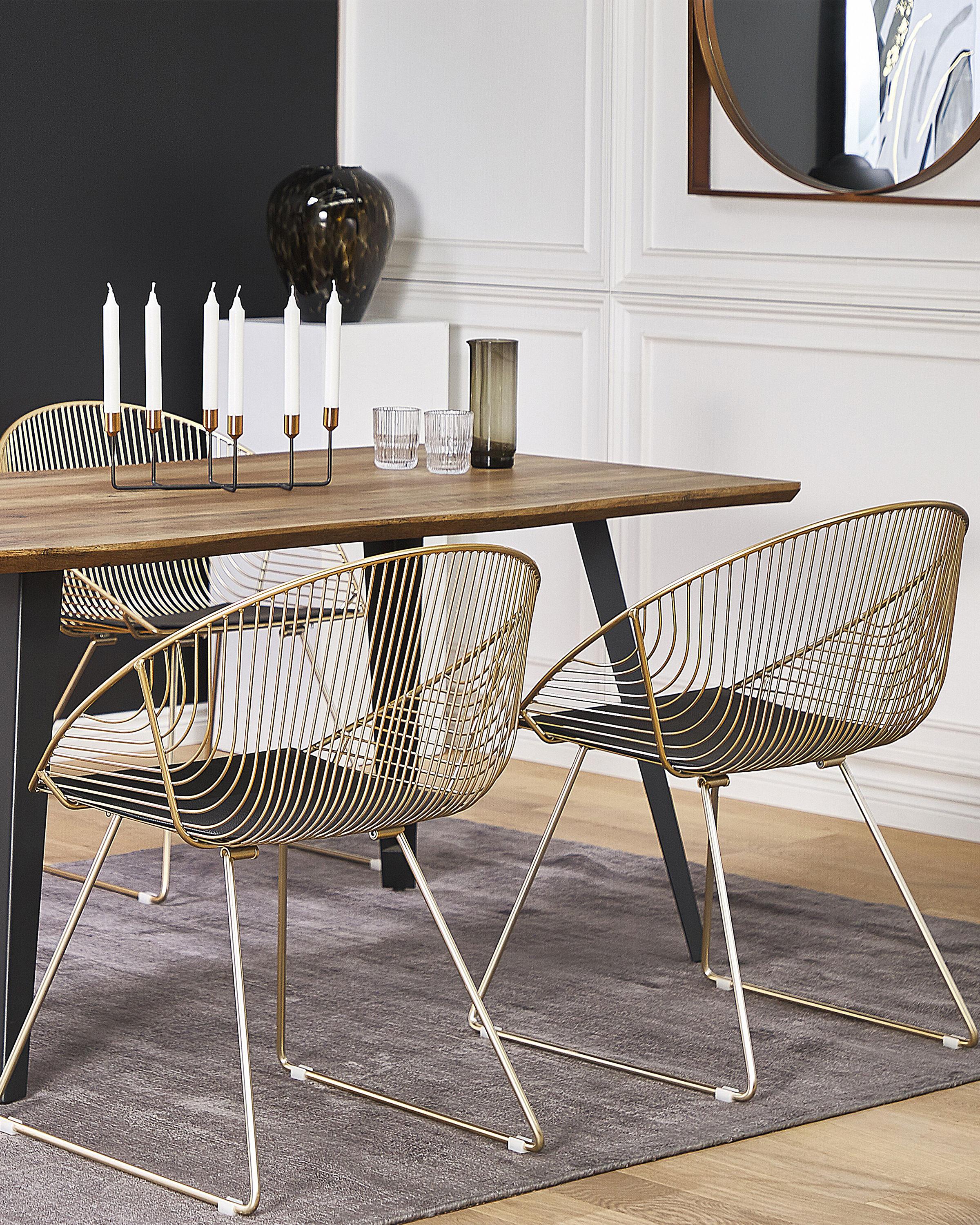 Set van 2 eetkamerstoelen AURORA Metaal Goud