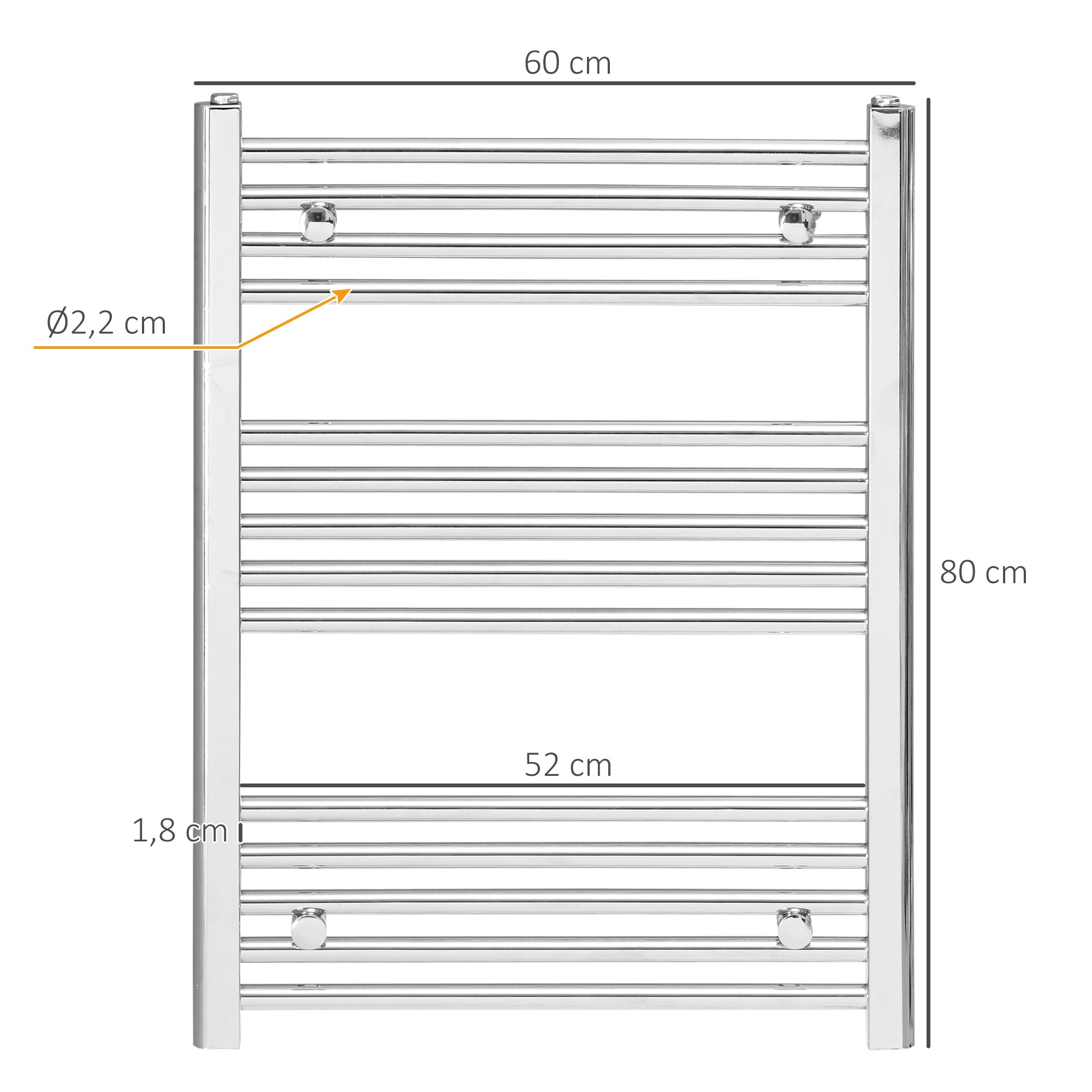 HOMCOM Handtuchwärmer mit 14 Heizstäbe silber 60L x 3B x 80H cm