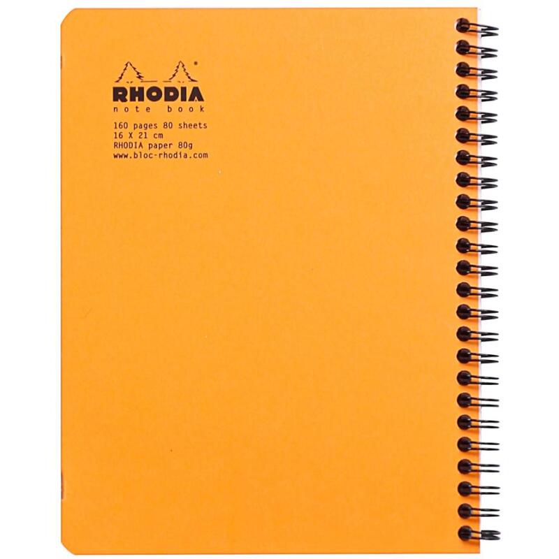 Notebook Rhodia Classic reliure intégrale O&B 16x21 cm 160 pages petits carreaux 5x5 détachables 80g - Assortis