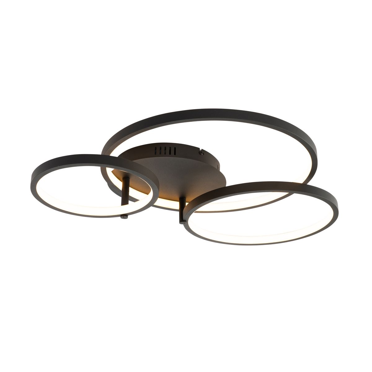 Smart plafondlamp zwart 3-lichts met afstandsbediening - Rondas