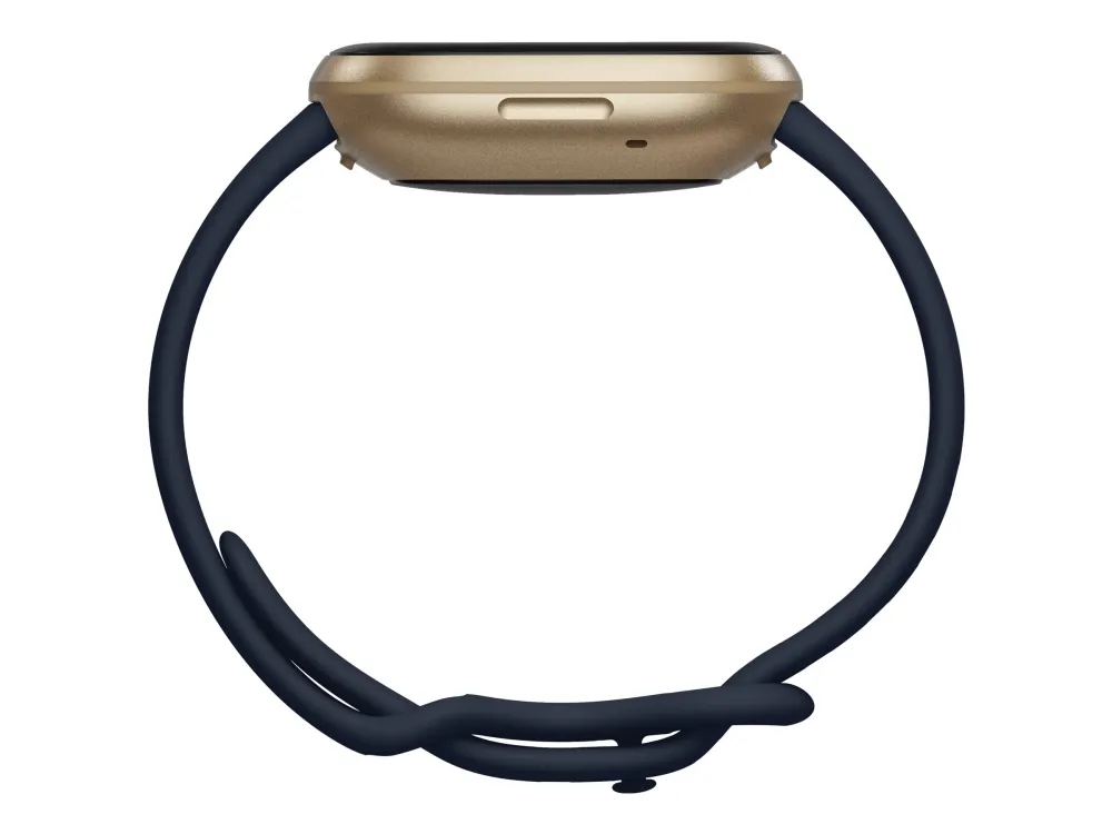 [OUTLET] - Fitbit Versa 3 - Blødt guld-aluminium - smart ur med bånd - silikone - midnat - båndstørrelse: S/L - Wi-Fi, NFC, Bluetooth