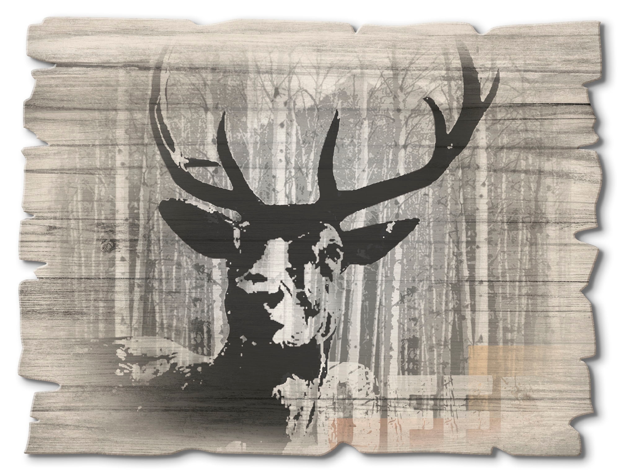 Artland Holzbild »Hirsch Collage« Wildtiere 1 Stk. tlg.