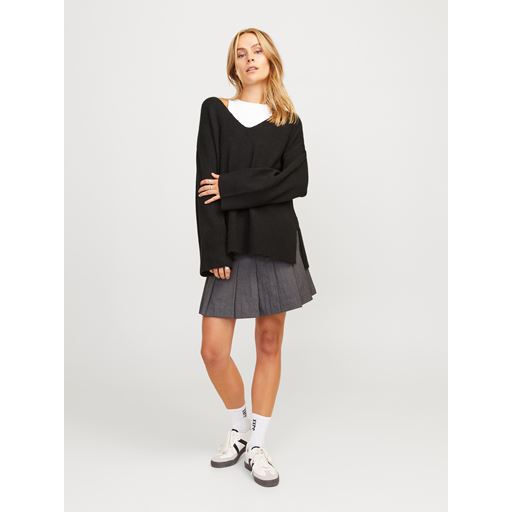JJXX Ellis Plisse Nederdel, Dark Grey Melange, M