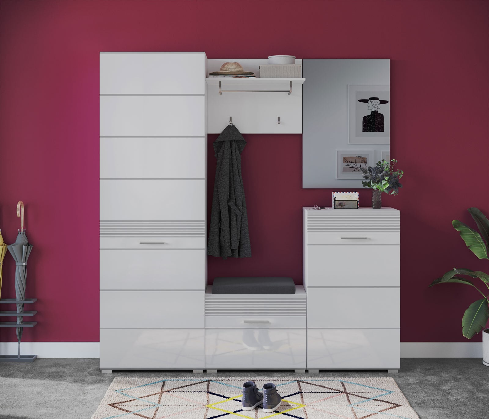 Garderobenschrank Linus Weiß B/H/T 55x190x37cm