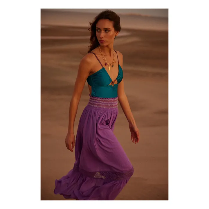 Alma Deia Jupe Longue Brodée | Violet