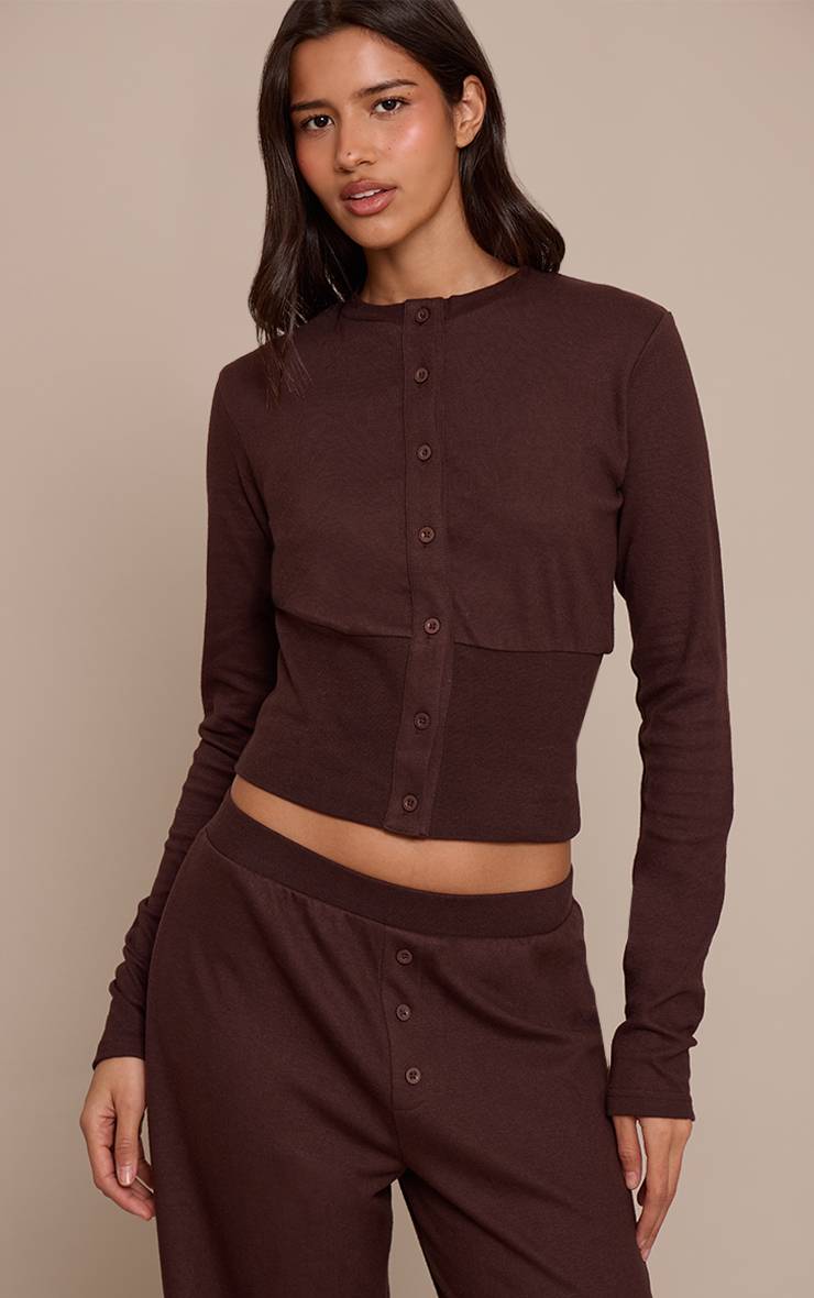 Chocolat Ensemble Haut Super Doux Taille Haute