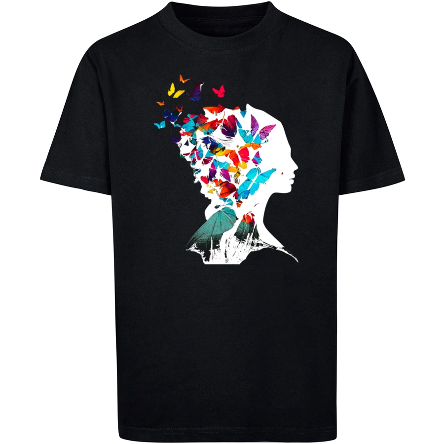 F4NT4STIC T-Shirt Schmetterling Silhouette TEE UNISEX schwarz