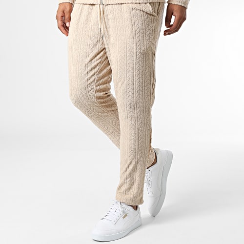 Ensemble Sweat Zippé Capuche Et Pantalon Jogging SH-42 Beige