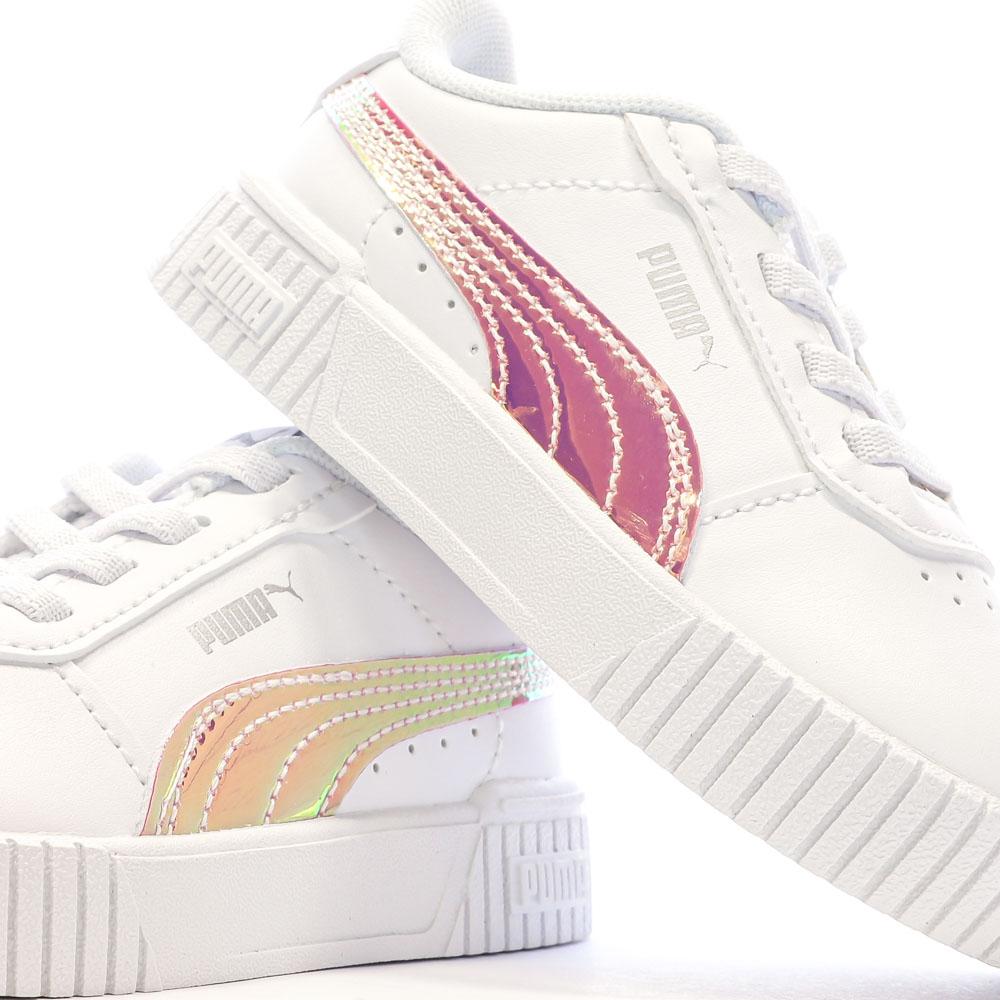 Puma Baskets Blanches/Roses Fille Puma Carina 2.0
