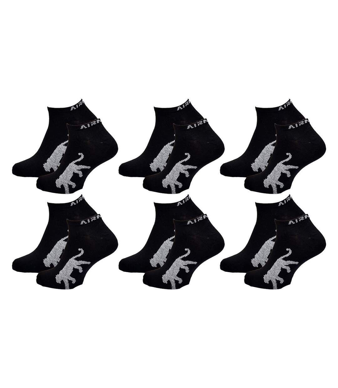 Chaussettes Homme AIRNESS Qualité et Confort-Assortiment modèles photos selon arrivages- Pack de 6 Paires AIRNESS SNEAKER noires