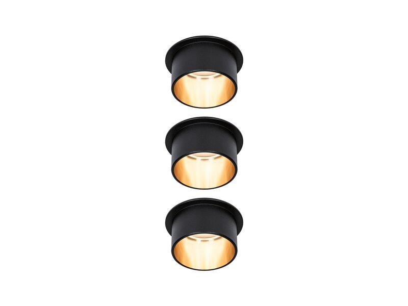 Paulmann Einbauspot LED Gil Coin Set, 3 x 6W, 2700K, Schwar Einbauleuchte zur Deckenmontage