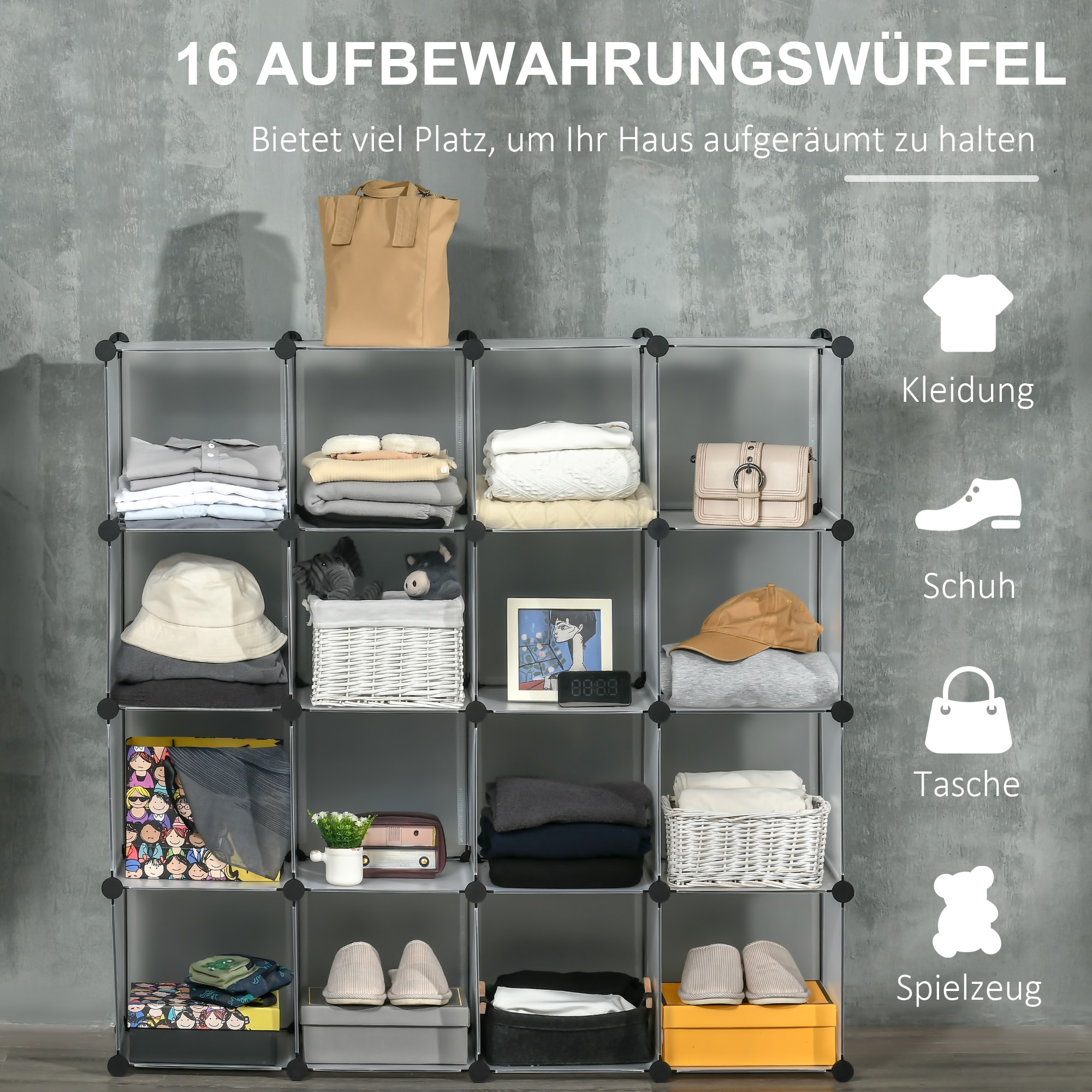 HOMCOM Regalsystem mit Zubehör weiß 125L x 32B x 125H cm