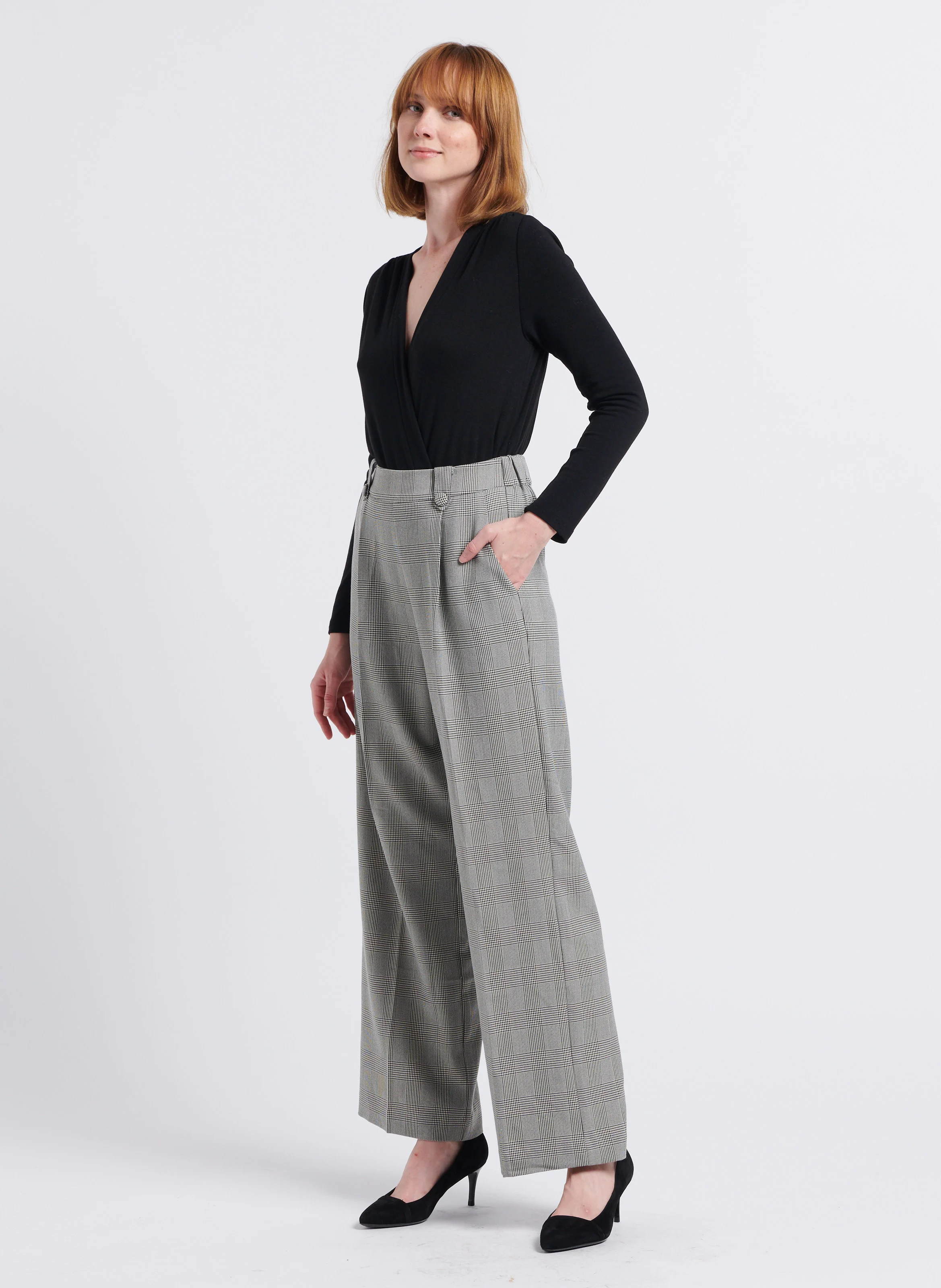 LAROCHE - Pantalon large à carreaux| Noir