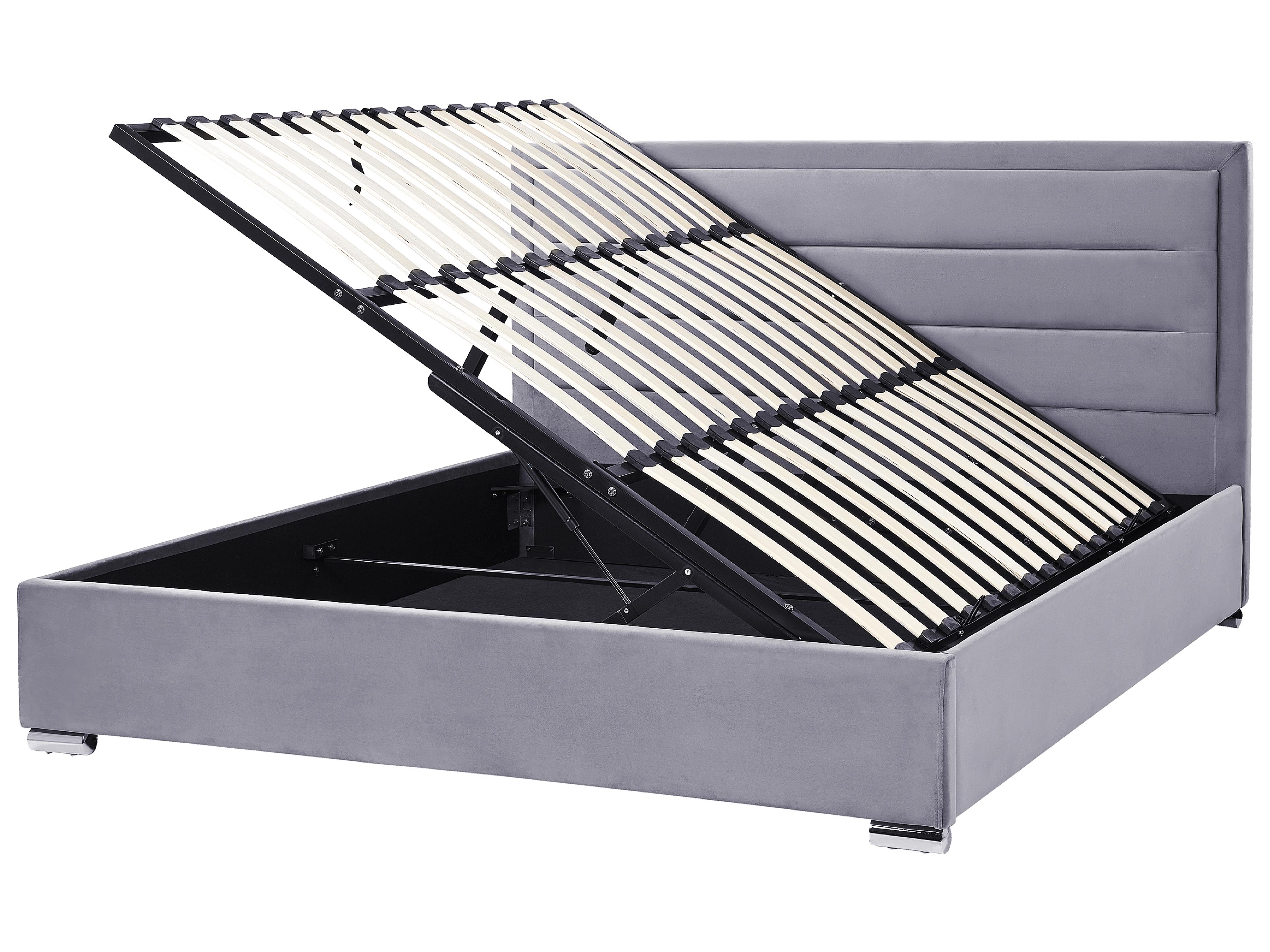 Bed met opbergruimte Fluweel ROUEN 180 x 200 cm Donkergrijs