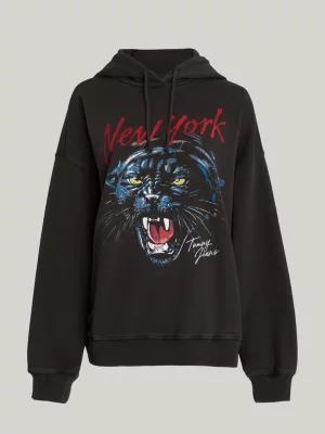 Moletom com capuz oversized com estampa de pantera