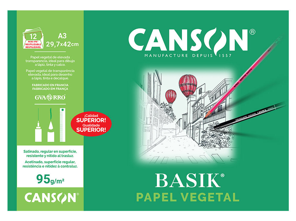 PAPEL VEGETAL CANSON A3 MINI-PK 12 FOLHAS