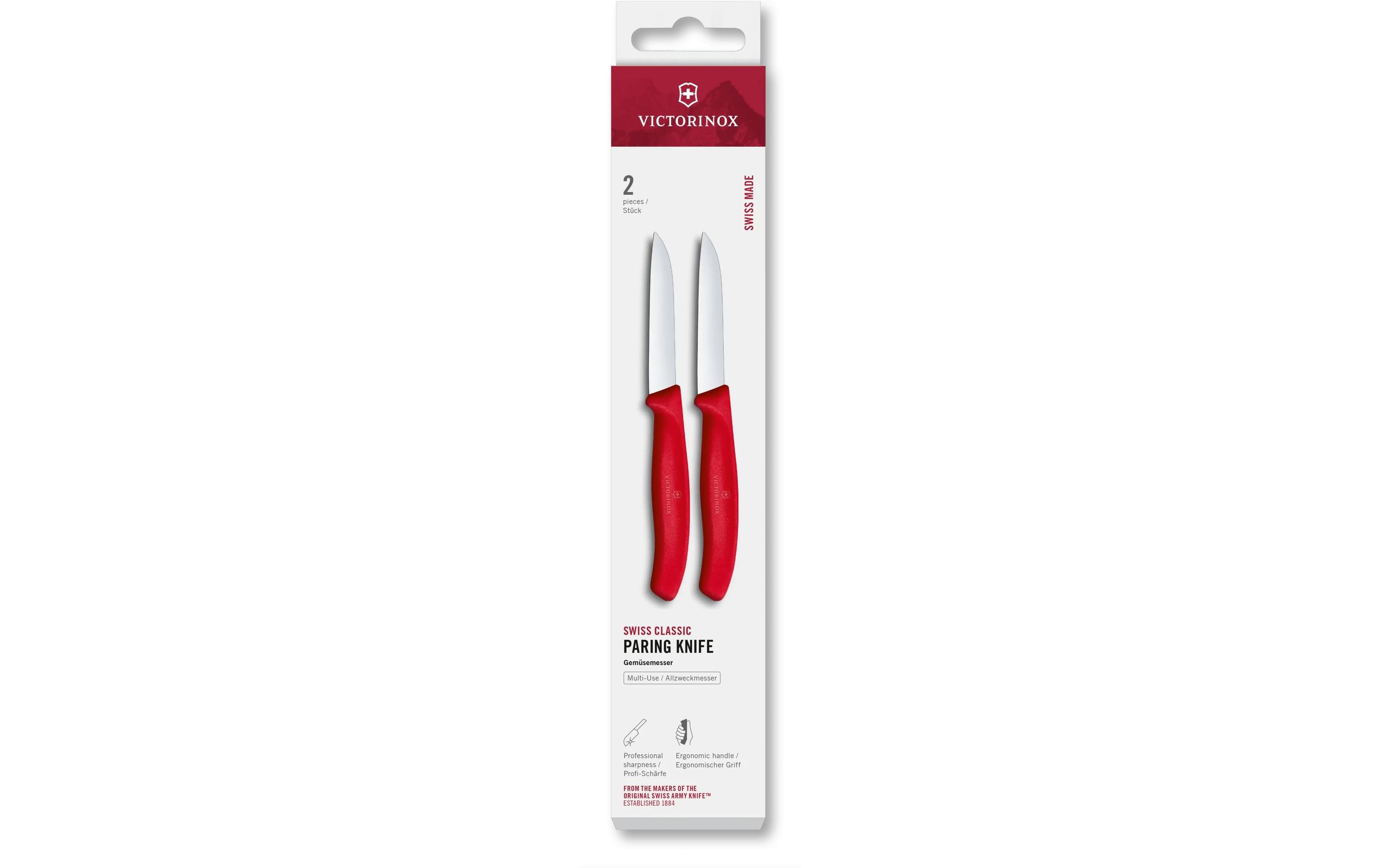 Gemüsemesser Swiss Classic, 8 cm, Rot, 2 StückGemüsemesser-Set