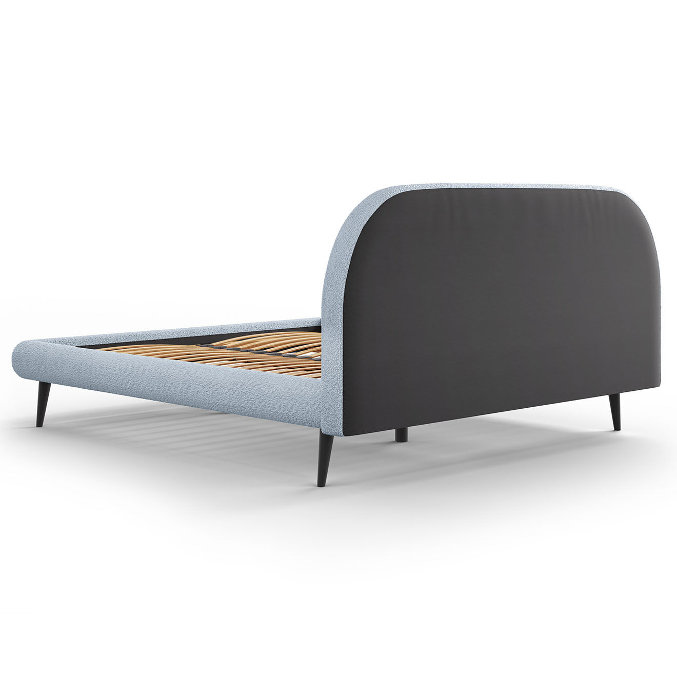 Maison Héritage Cadre avec tête de lit Maia velours bouclé bleu clair - 180x200 cm