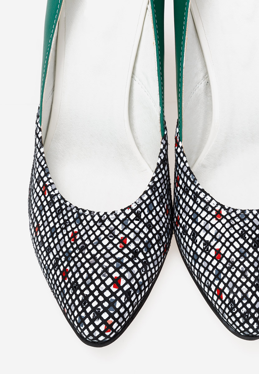 Chaussures en cuir à talon épais vert Maya