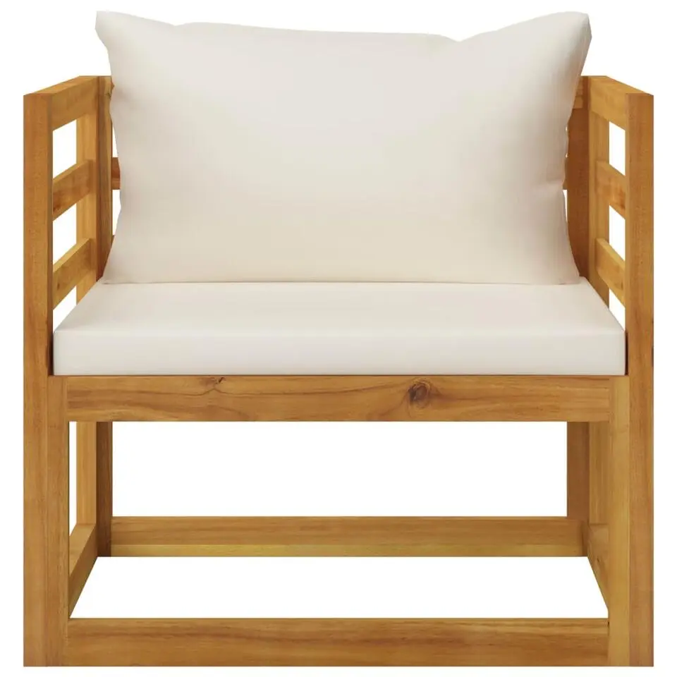 vidaXL - Tuinset - Crème - Acaciahout - 7 stuks - Met kussens