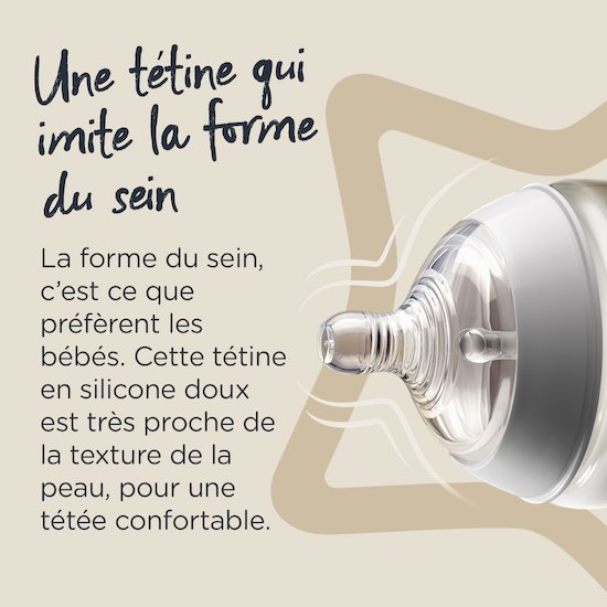 Lot de 2 tétines Closer to Nature   Transparent        Débit moyen   de               Tommee Tippee