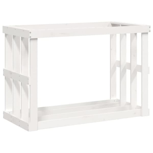 vidaXL Utendørs vedstativ hvit 108x52x74 cm heltre furu