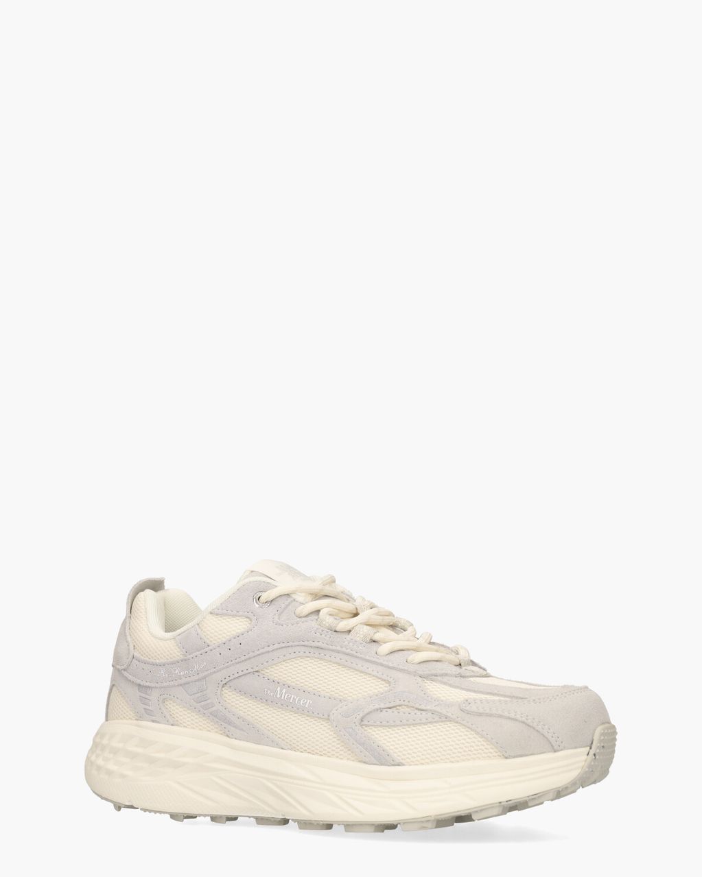 Mercer Amsterdam The Re-Run Max Suède Off-White/Lichtgrijs Herensneakers