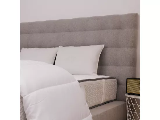 Tête de lit capitonnée DROW en tissu haute qualité coloris gris - longueur 122 x largeur 160 cm