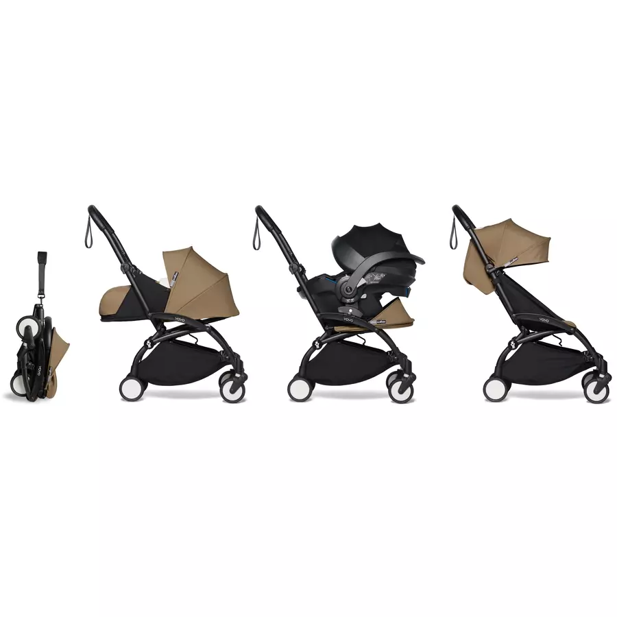 BABYZEN Kinderwagen YOYO2 6+ Black mit Textilset Toffee