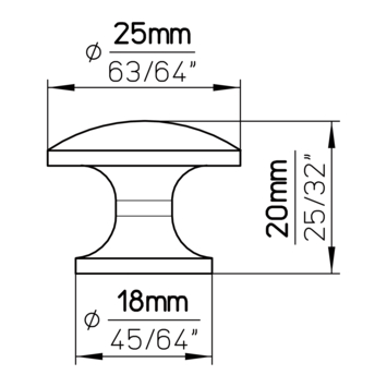Knop Sophia chroom glans 25mm
