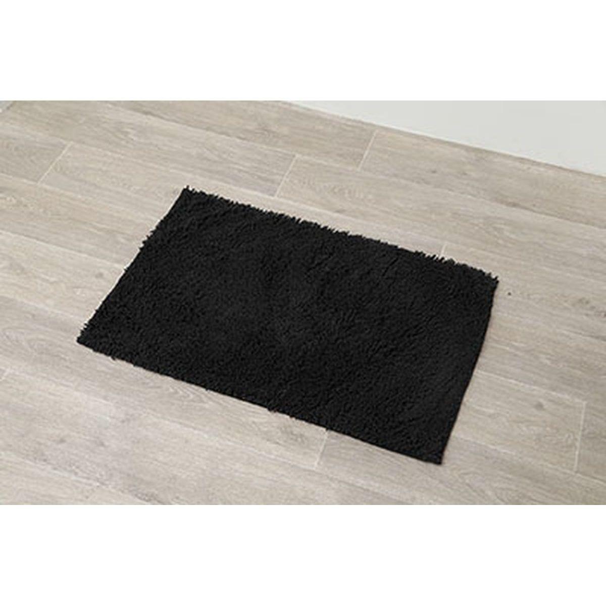 TAPIS MICROFIBRE PETITE CHENILLE 50X80CM NOIR