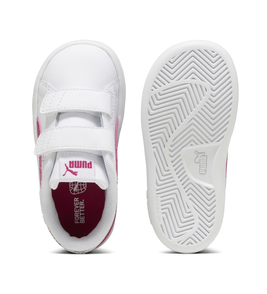 Tênis Puma Smash 3.0 V de couro branco