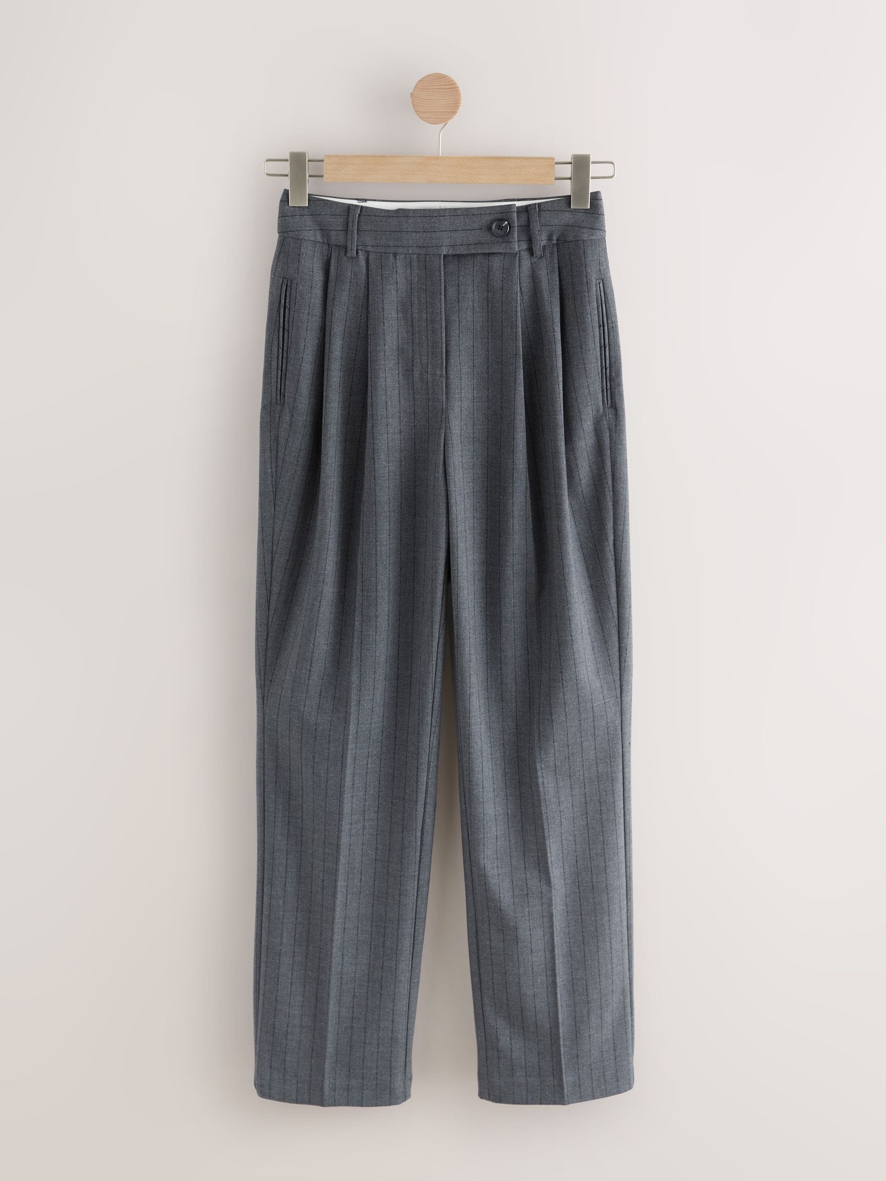 Grijs - Striped Straight Tailored Trousers
