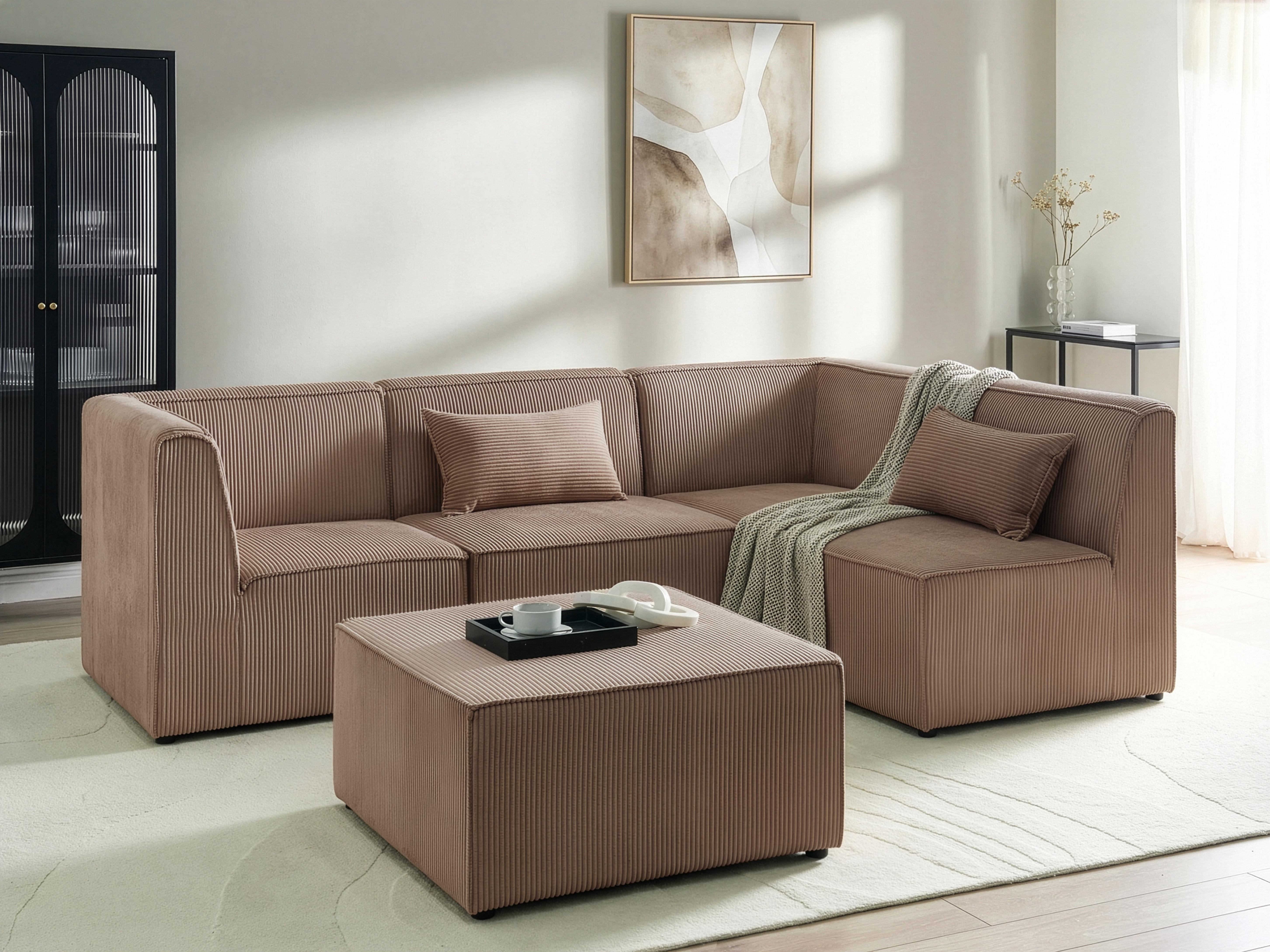 Ottomaan LEMVIG Corduroy Zandbeige