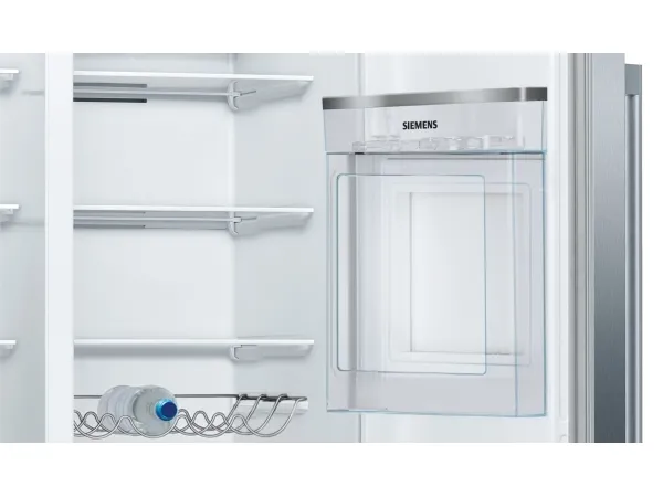 Siemens iQ500 KA93GAIEP - Køleskab/fryser - side ved side med vanddispenser, isdispenser - bredde: 90.8 cm - dybde: 76.2 cm - højde: 178.7 cm - 560 liter - Klasse E - rustfrit stål