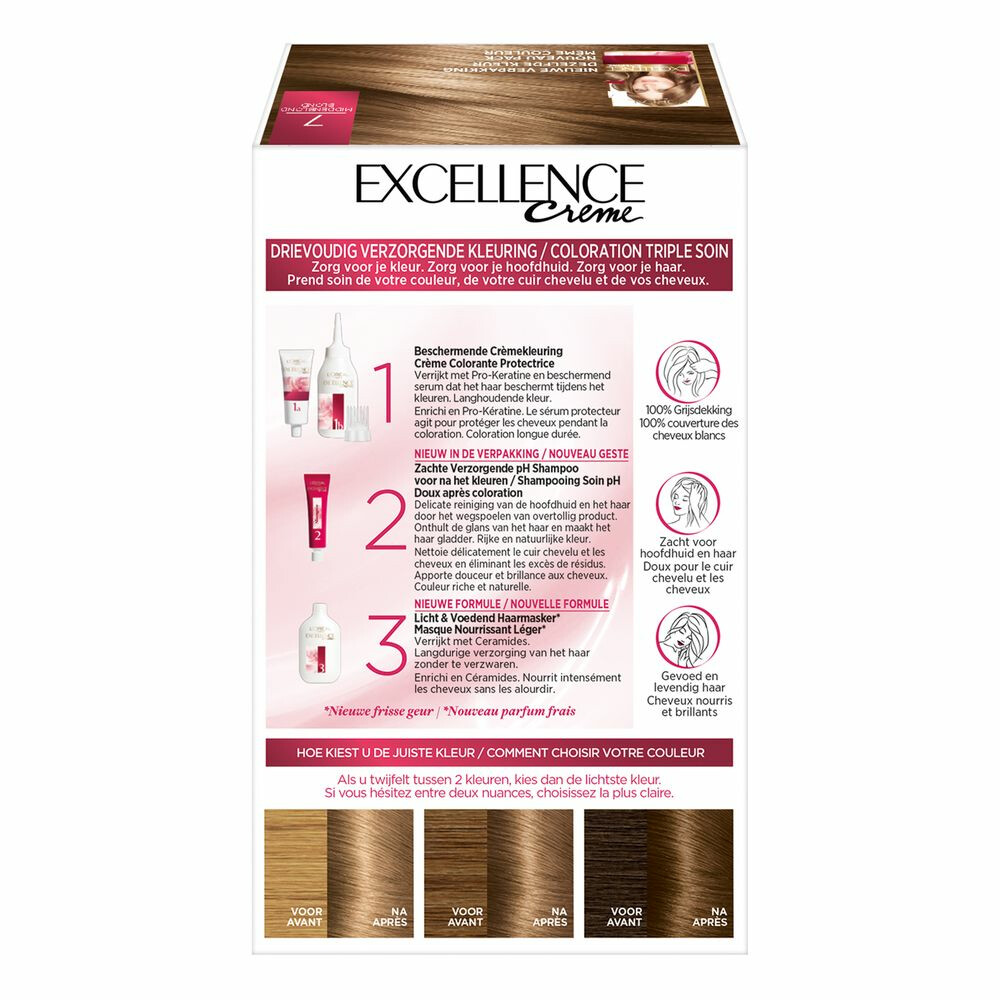 L'Oréal Excellence Crème Permanente Crèmekleuring 7 Middenblond