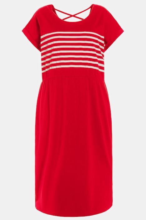 Kleid, Ringel, Rundhals, Halbarm