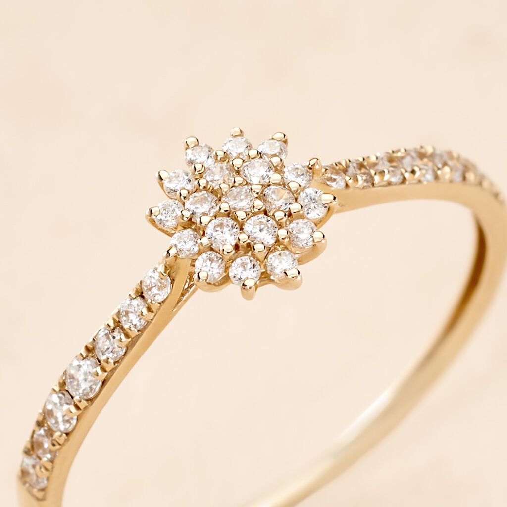 Bague Shin Or Jaune Oxyde De Zirconium