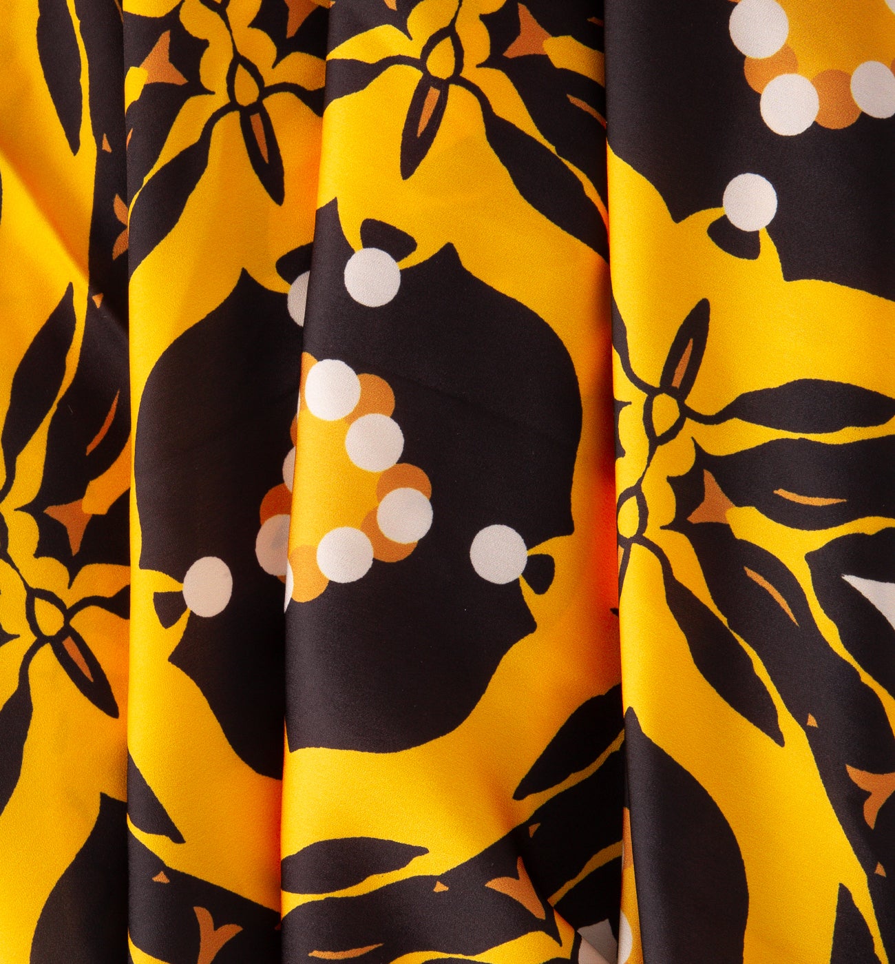Coupon 2 m satin de polyester - Imprimé jaune