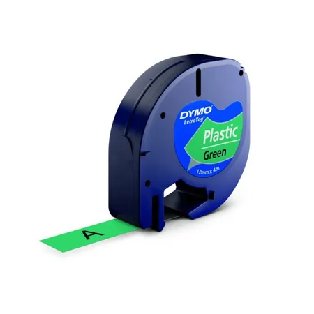 Dymo Original Schriftband für LetraTag®, Plastik, schwarz auf grün, 12 mm x 4 m