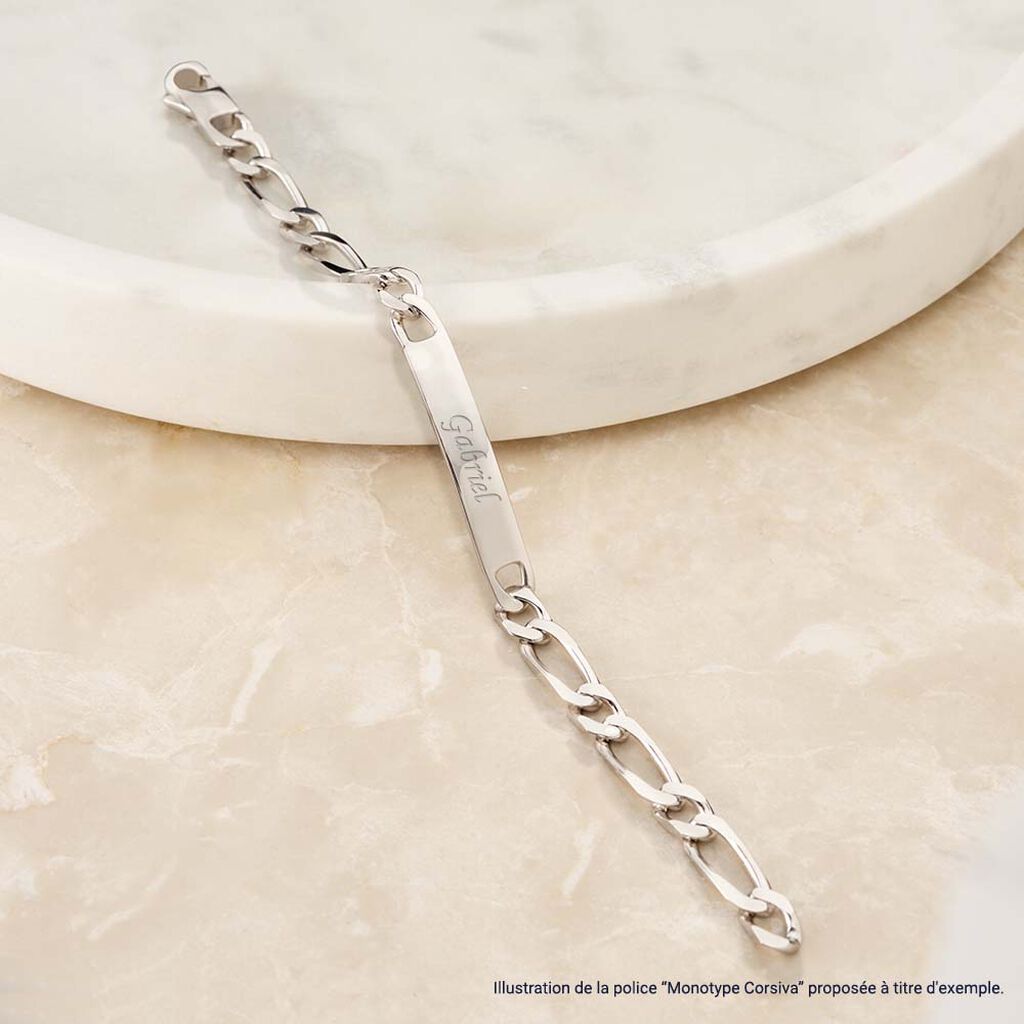 Bracelet Identité Vivian Maille Alternee 1/3 Argent Blanc