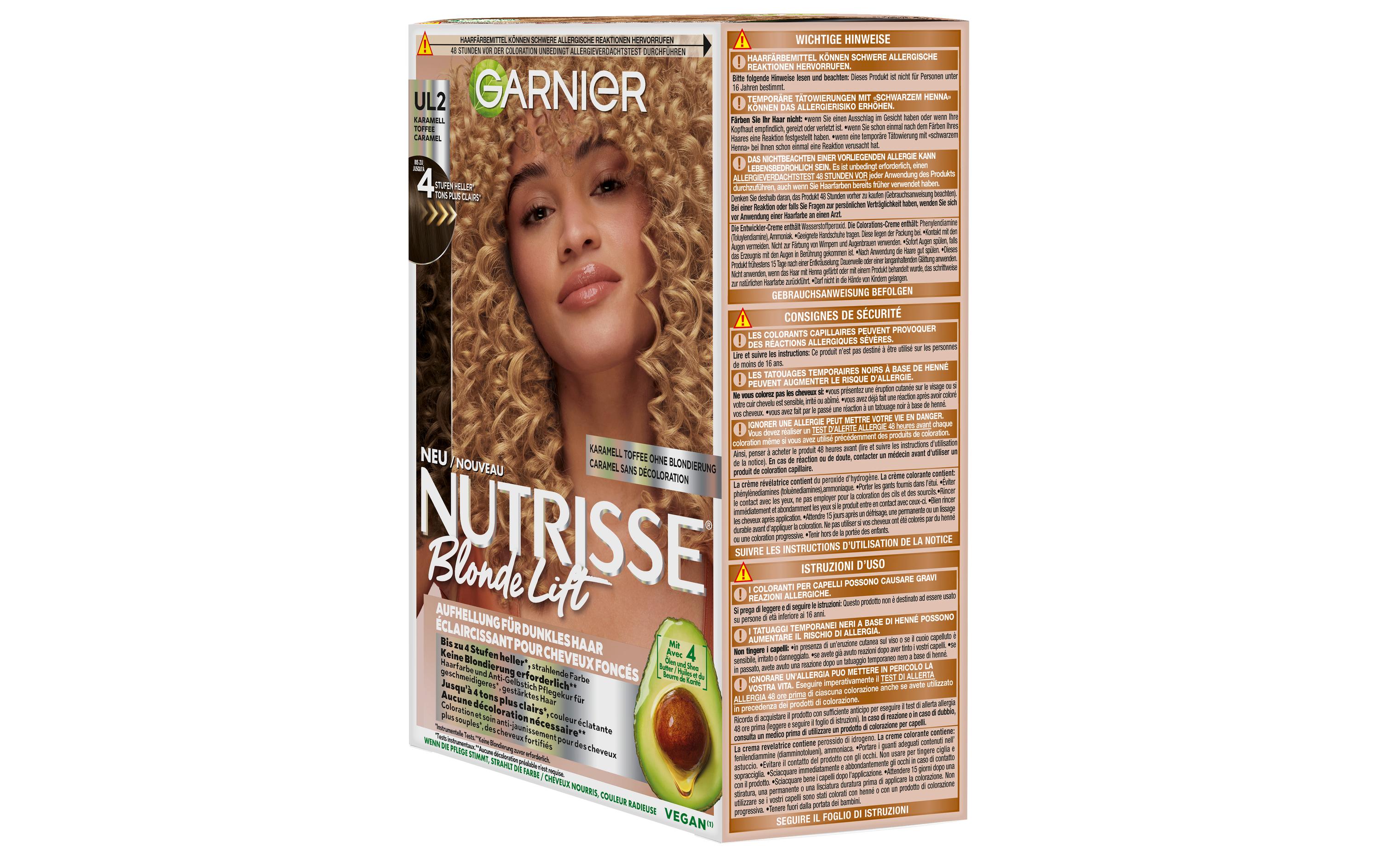 Haarcoloration Blonde Lift CaramelAufhellung in Karamell Toffee hellt dunkles Haar ohne vorherige Blondierung um bis zu vier Stufen auf