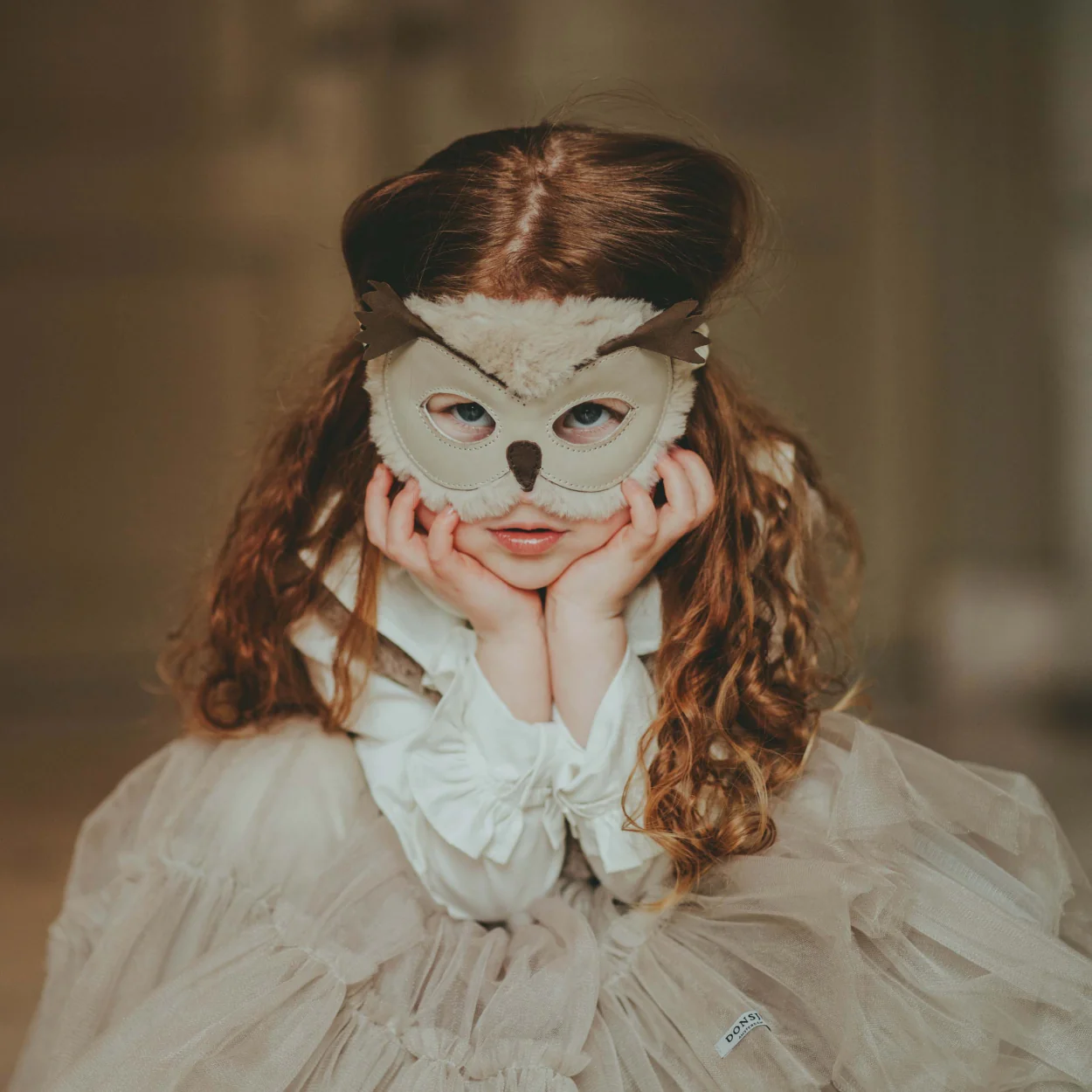 Tieri Mask | Owl | Ivory Classic Leather